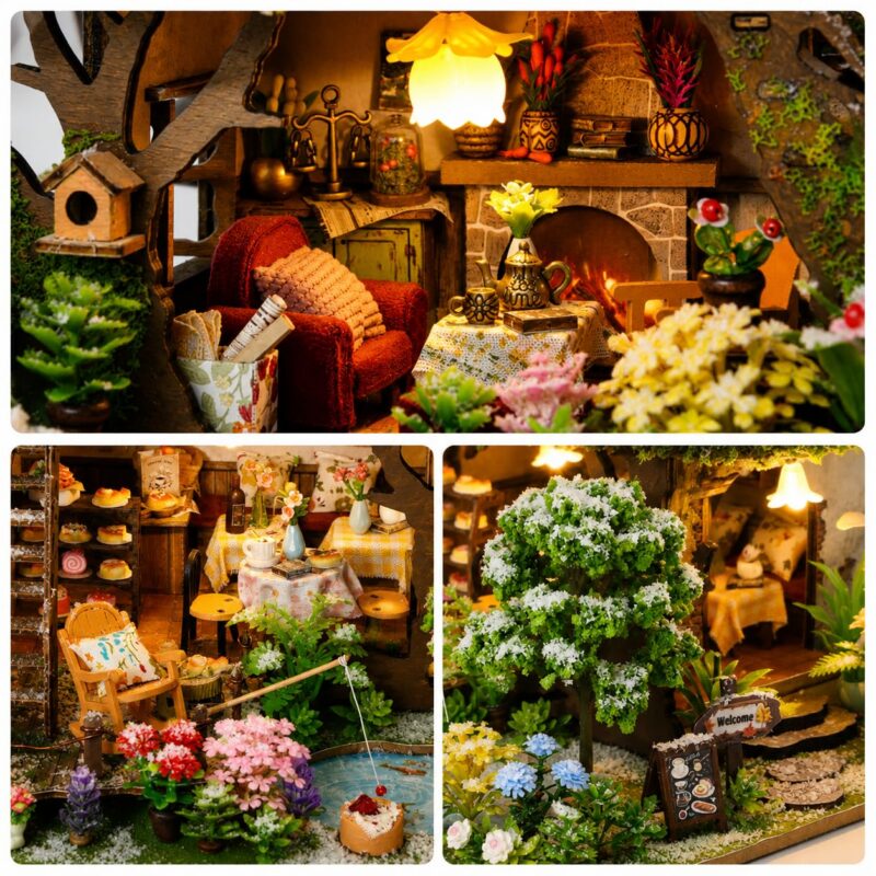 Rhzn Snow Tree House DIY Miniature House Kit