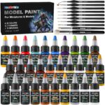 FansArriche Model Paint Set, 28 Colours with Brushes