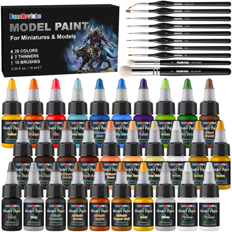 FansArriche Model Paint Set, 28 Colours with Brushes FansArriche Model Paint Set, 28 Colours with Brushes
