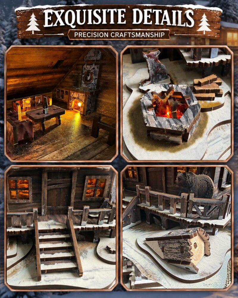 Astshun Winter Cabin 3D Wooden Puzzle with LED