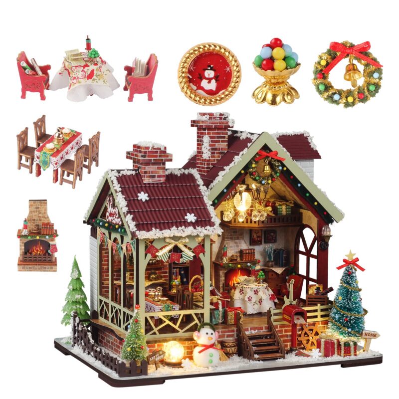 Ozjay Warm Christmas Lodge DIY Miniature House Kit