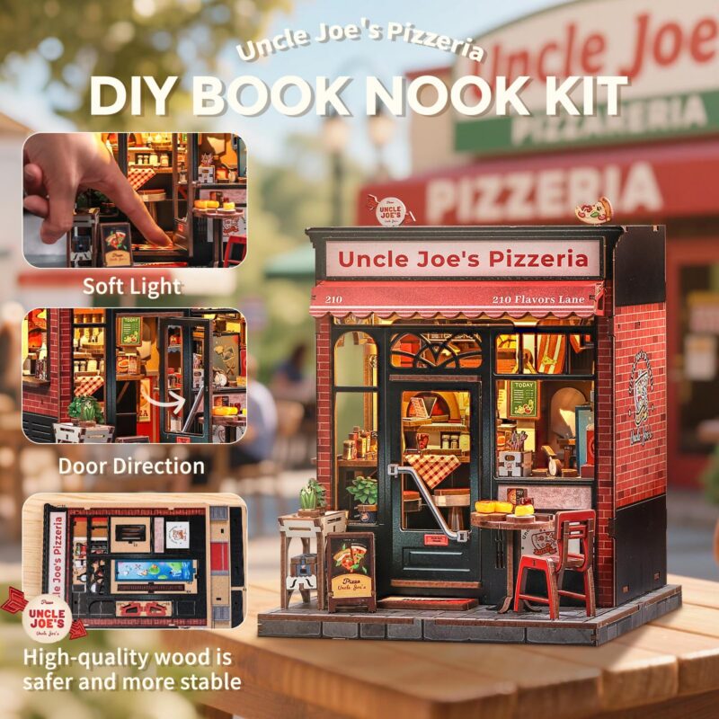 Cutebee Uncle Joe's Pizzeria DIY Book Nook Kit with LED