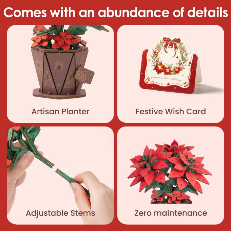 Robotime Poinsettia 3D Wooden Puzzle