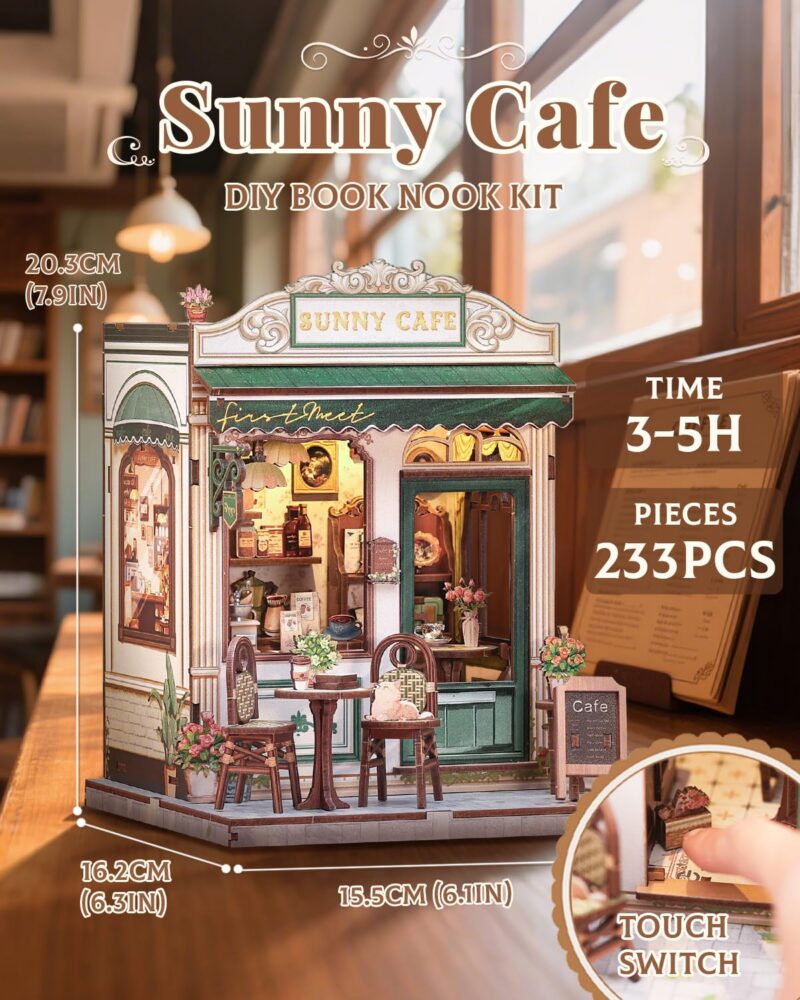 Cutebee Sunny Cafe DIY Book Nook Kit with LED