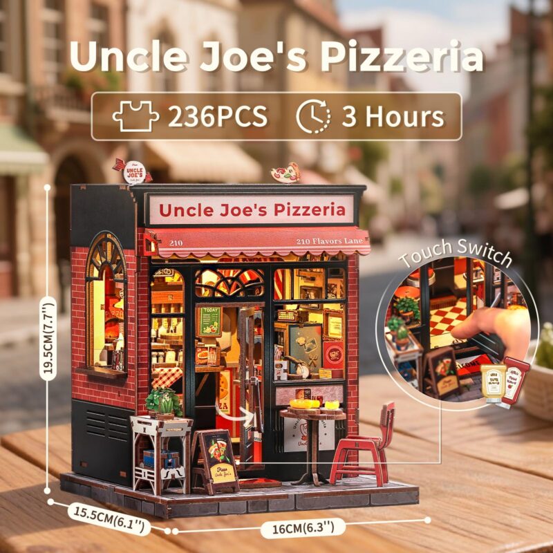 Cutebee Uncle Joe's Pizzeria DIY Book Nook Kit with LED