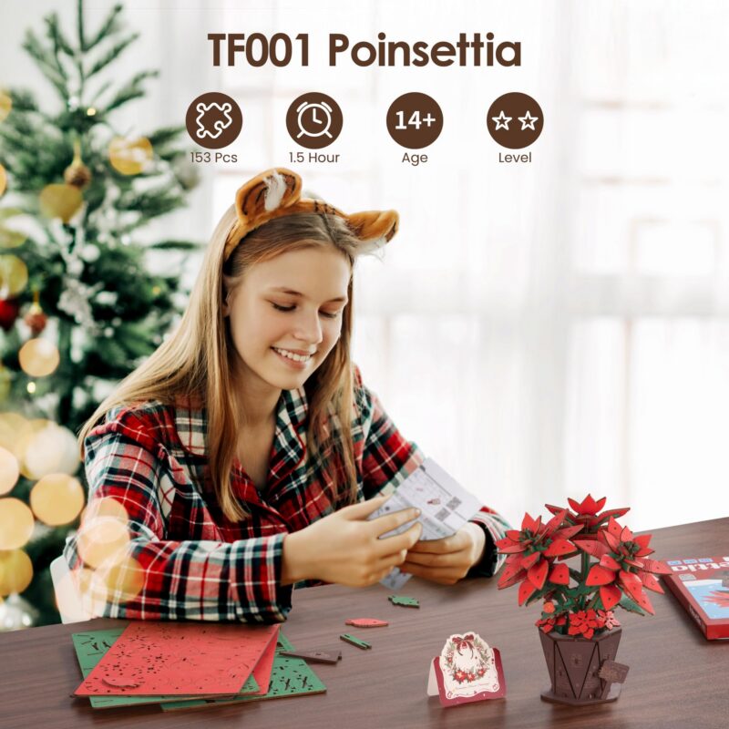 Robotime Poinsettia 3D Wooden Puzzle