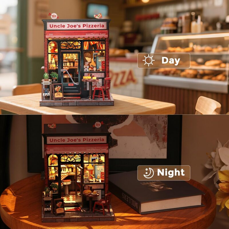 Cutebee Uncle Joe's Pizzeria DIY Book Nook Kit with LED