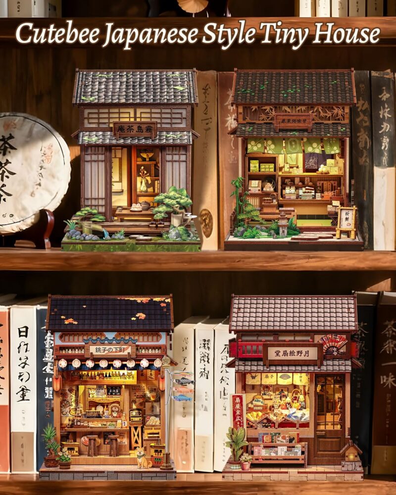 Cutebee Japanese Tea House DIY Book Nook Kit with LED