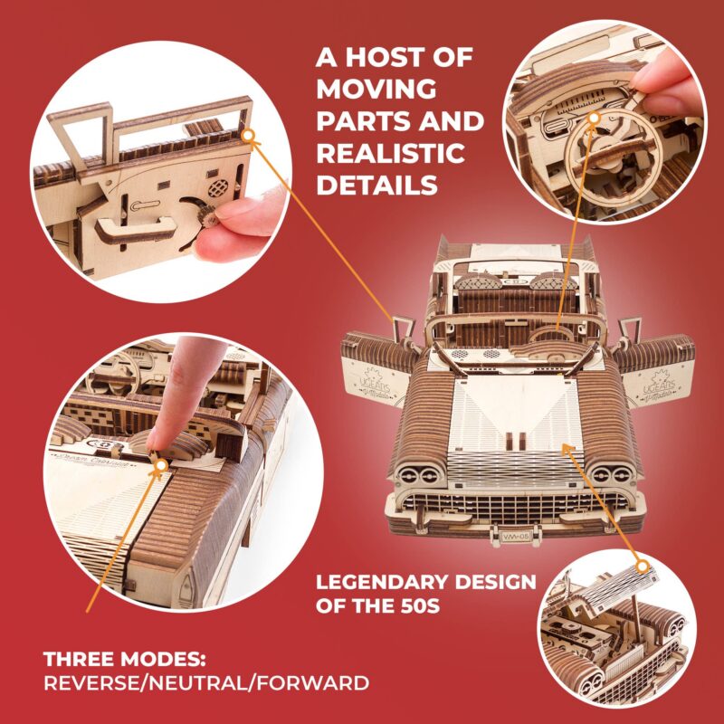 Ugears Dream Cabriolet VM-05 3D Wooden Puzzle — view 3