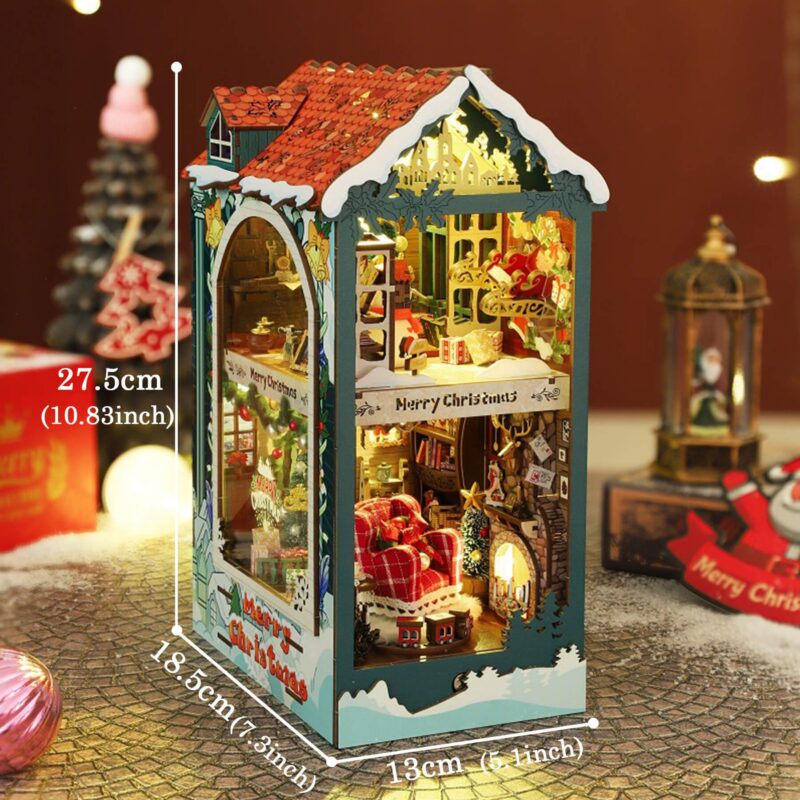 Fifijoy Merry Christmas DIY Book Nook Kit with LED
