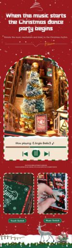Nextips Musical Christmas Shop DIY Book Nook Kit with LED