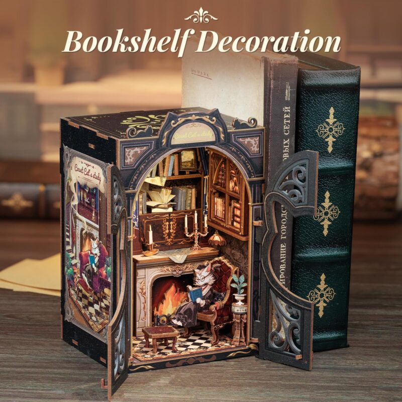 Cutebee Count Cat's Study DIY Book Nook Kit