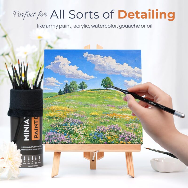 Nicpro Miniature Paint Brush & Drybrush Set (21-Piece)