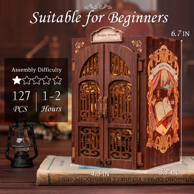 Cutebee Bookshop Memories DIY Book Nook Kit with LED