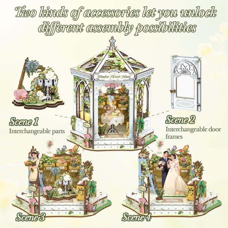 Cutebee Windsor Flower House DIY Miniature House Kit with LED