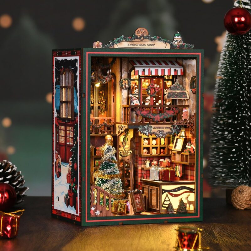Nextips Musical Christmas Shop DIY Book Nook Kit with LED