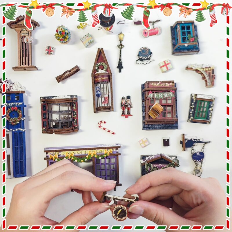 Iboheye Christmas Snow Night DIY Book Nook Kit with LED