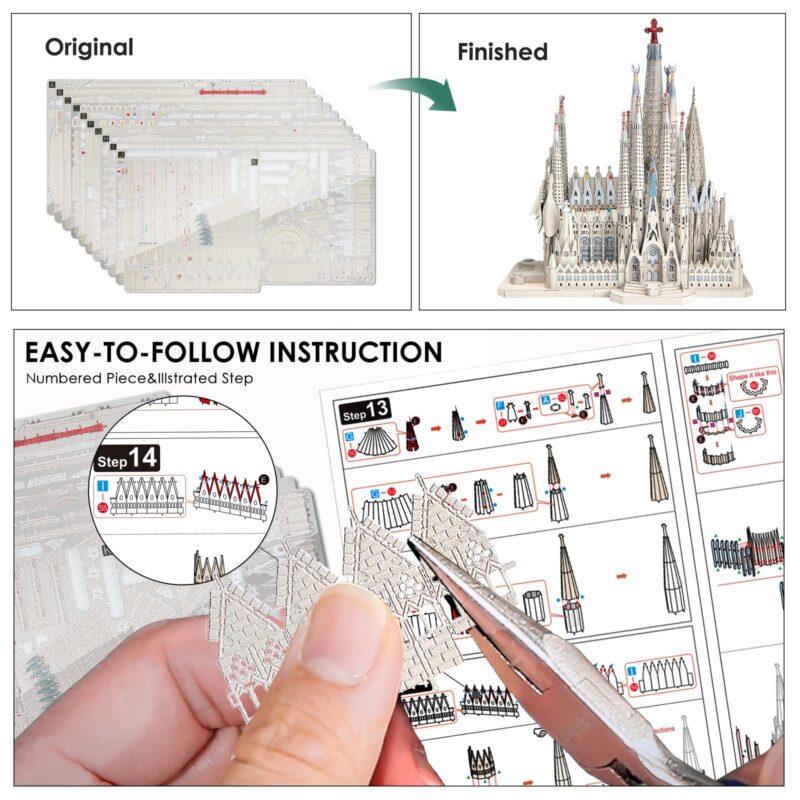 Piececool La Sagrada Familia 3D Metal Model Kit (450 Pcs)