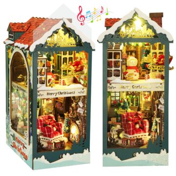 Fifijoy Merry Christmas DIY Book Nook Kit with LED