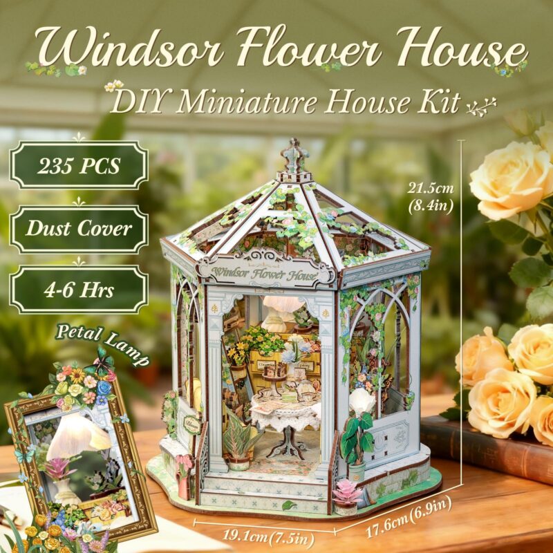 Cutebee Windsor Flower House DIY Miniature House Kit with LED