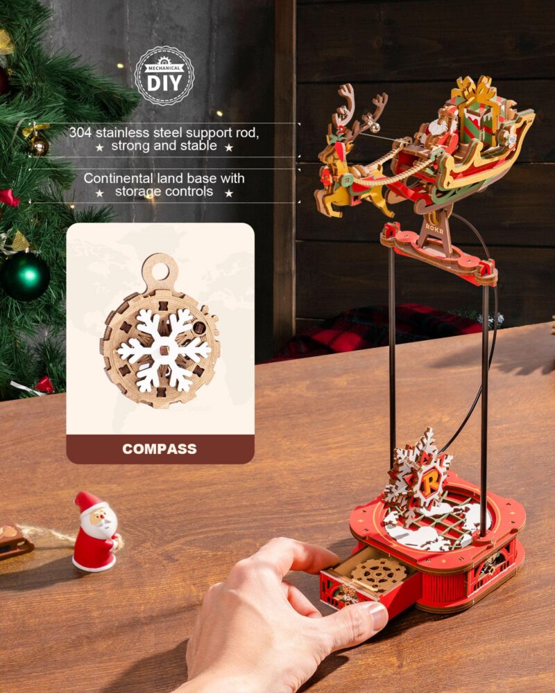 Rokr Santa on Sleigh 3D Wooden Puzzle