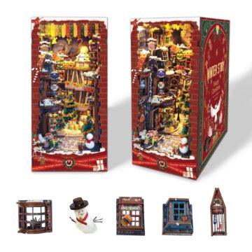 Iboheye Christmas Snow Night DIY Book Nook Kit with LED