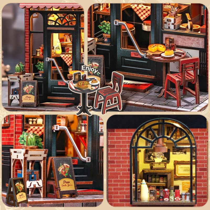 Cutebee Uncle Joe's Pizzeria DIY Book Nook Kit with LED
