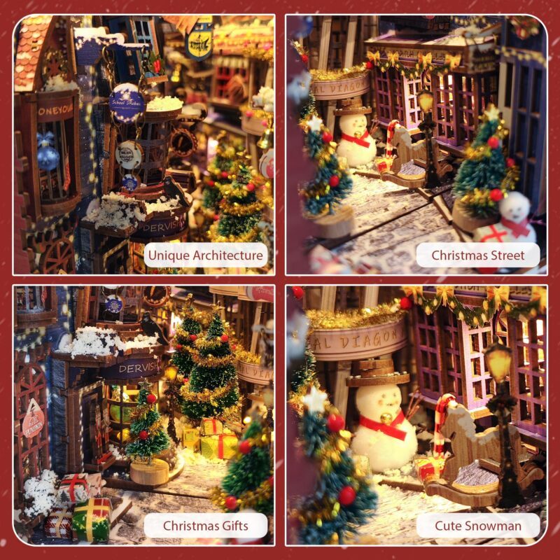 Iboheye Christmas Snow Night DIY Book Nook Kit with LED