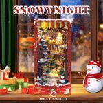 Iboheye Christmas Snow Night DIY Book Nook Kit with LED