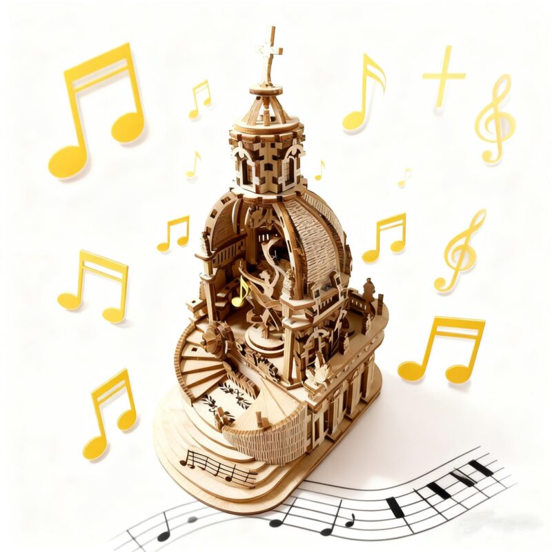 Faucly 100-Piece 3D Wooden Music Box Puzzle Faucly 100-Piece 3D Wooden Music Box Puzzle