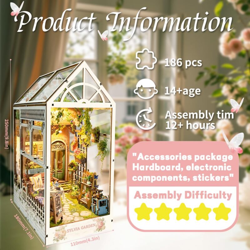 Strucwood Sylvia Garden DIY Book Nook Kit with LED