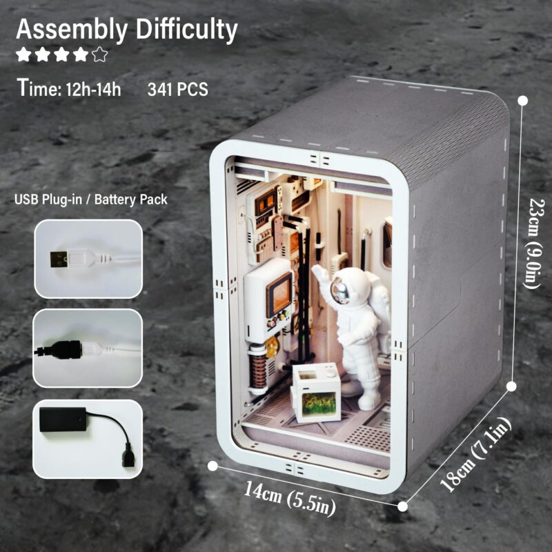 Joohour Space Capsule DIY Book Nook Kit with LED