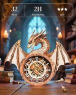 Rnfinewow Dragon 3D Wooden Clock Puzzle
