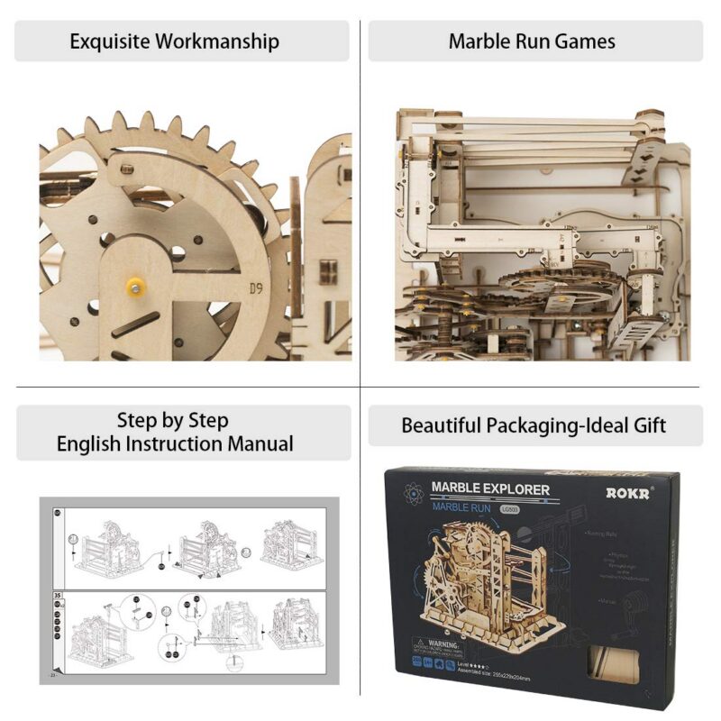 Rokr Lift Coaster 3D Wooden Marble Run
