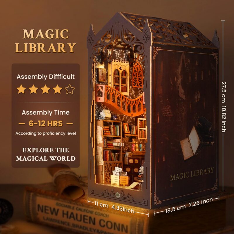 Lycidae Magic Library DIY Book Nook Kit with LED