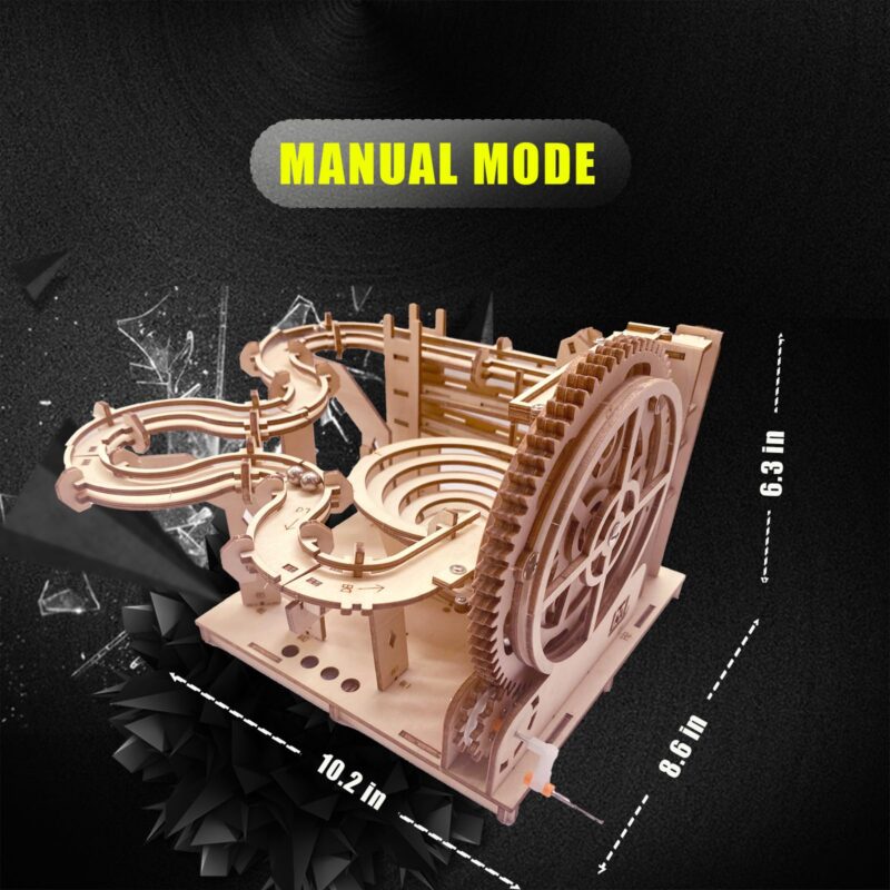 Iqietoy Hand-Crank Gear Lift 3D Wooden Marble Run