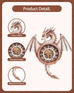 Rnfinewow Dragon 3D Wooden Clock Puzzle