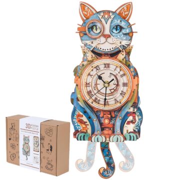 Jollitot Cat 3D Wooden Clock Puzzle
