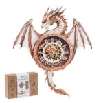 Rnfinewow Dragon 3D Wooden Clock Puzzle
