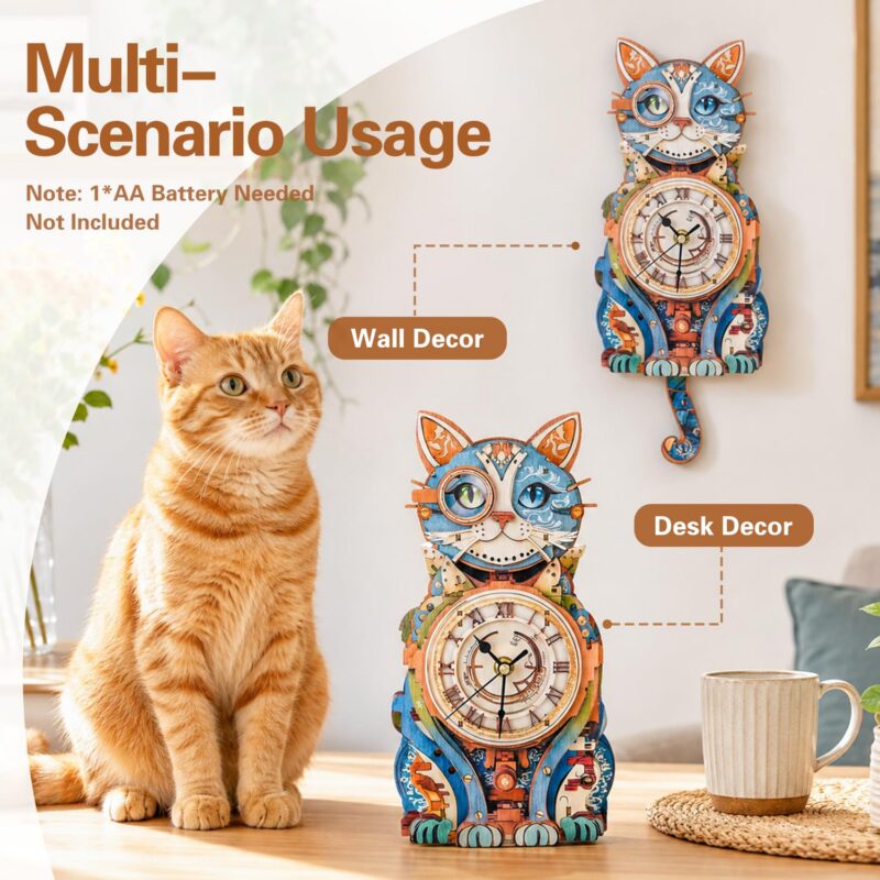 Jollitot Cat 3D Wooden Clock Puzzle