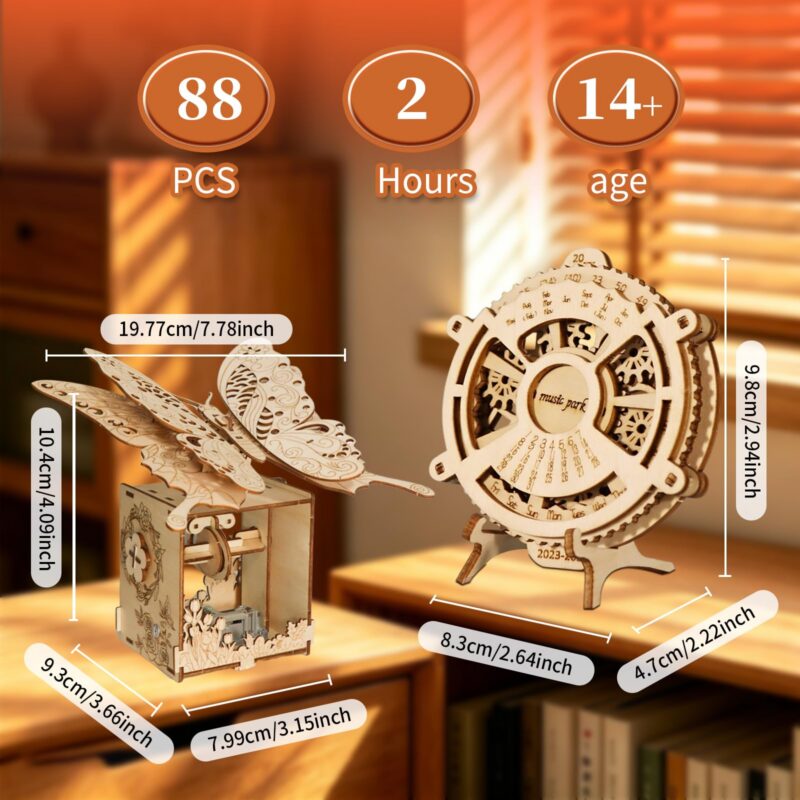 Music Park Butterfly & Calendar 3D Wooden Puzzle