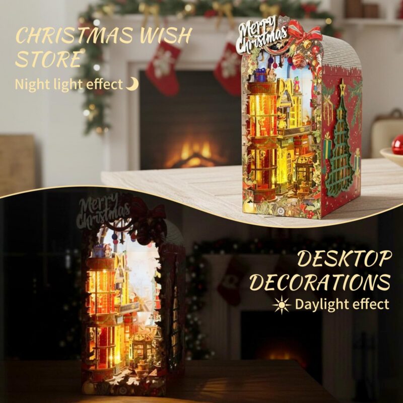 QuesEfflore Christmas Village DIY Book Nook Kit with LED