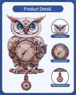 Rnfinewow Mechanical Owl 3D Wooden Clock Puzzle
