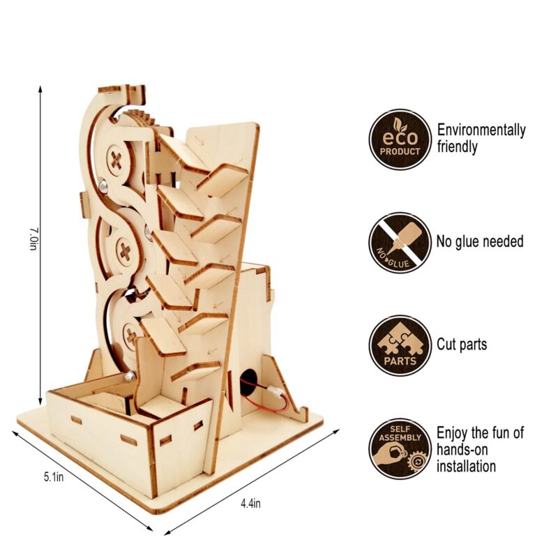 Auryee Solar-Powered 3D Wooden Marble Run