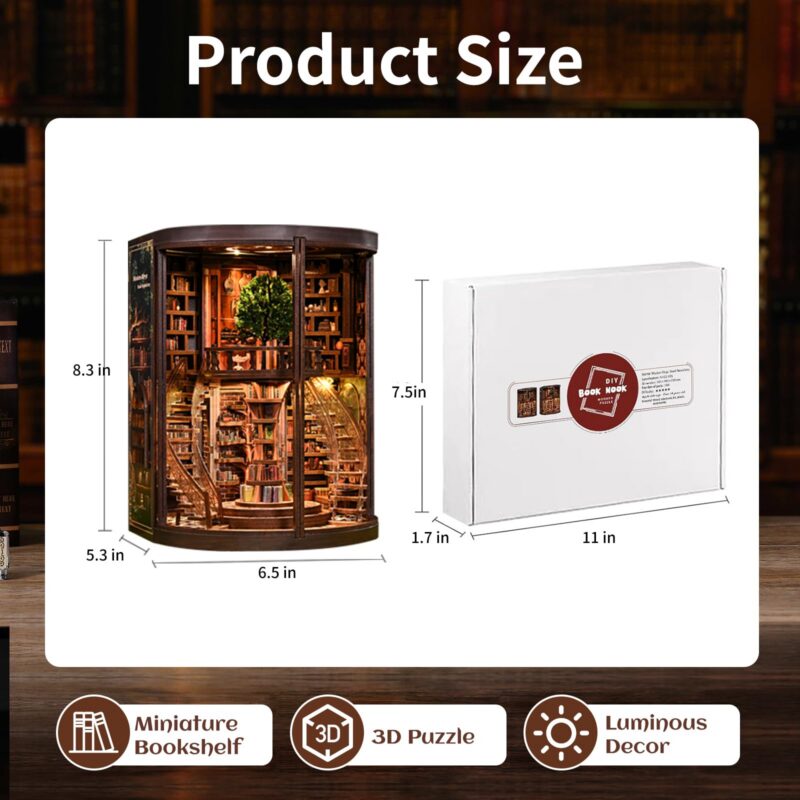 Qwakay Wisdom Yearbook Library DIY Book Nook Kit with LED