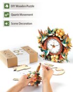 Rnfinewow Hummingbird 3D Wooden Clock Puzzle