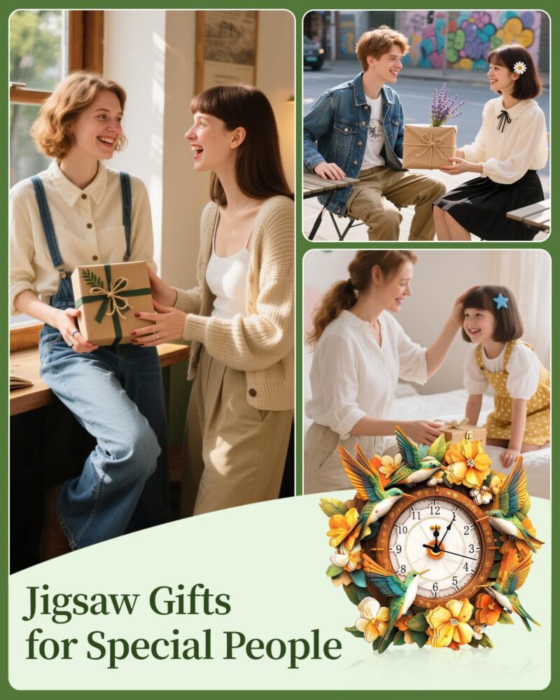Rnfinewow Hummingbird 3D Wooden Clock Puzzle