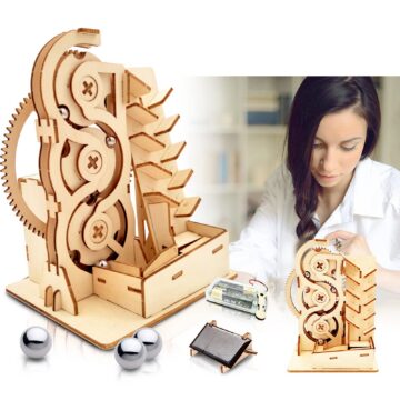 Auryee Solar-Powered 3D Wooden Marble Run