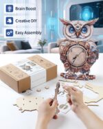 Rnfinewow Mechanical Owl 3D Wooden Clock Puzzle
