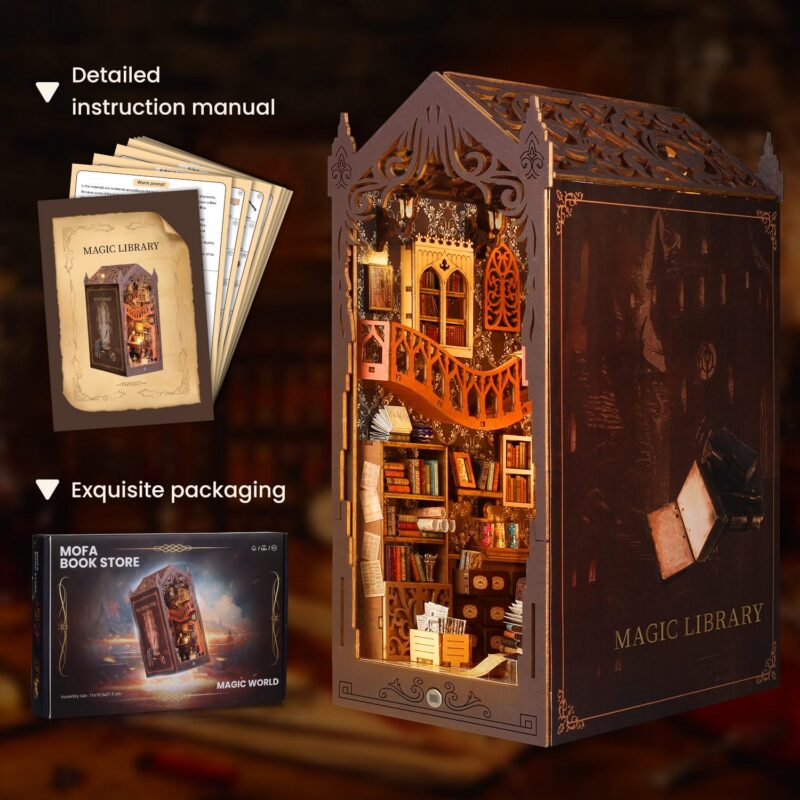Lycidae Magic Library DIY Book Nook Kit with LED